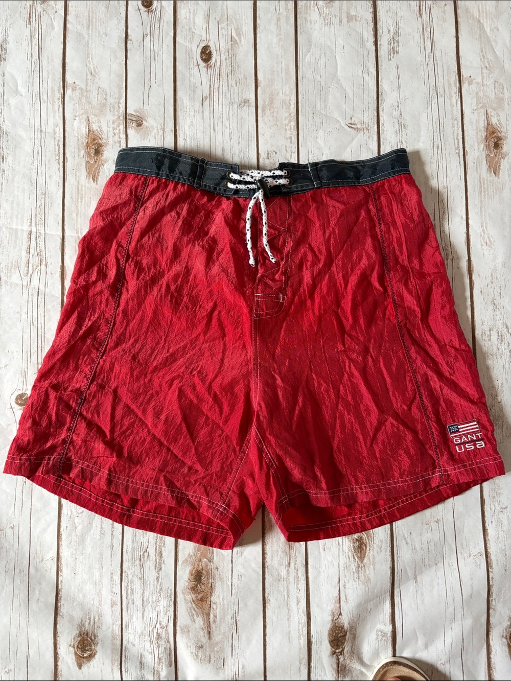 Gant Red Swim Board Shorts with Black Waistband